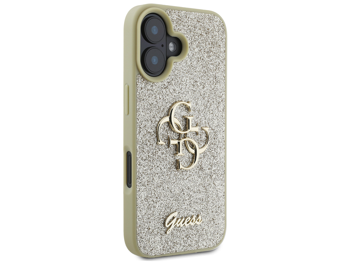 Guess Big 4G Glitter Case Goud - iPhone 16 hoesje