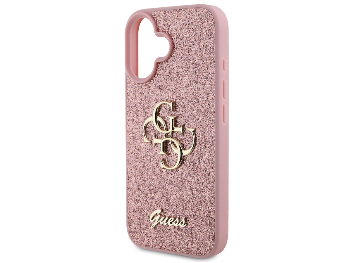 Guess Big 4G Glitter Case Roze - iPhone 16 hoesje