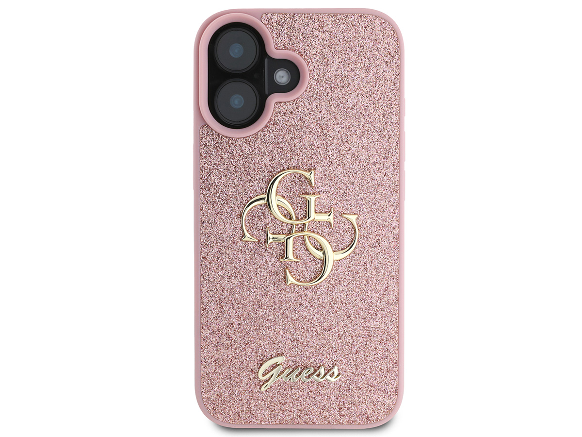 Guess Big 4G Glitter Case Roze - iPhone 16 hoesje