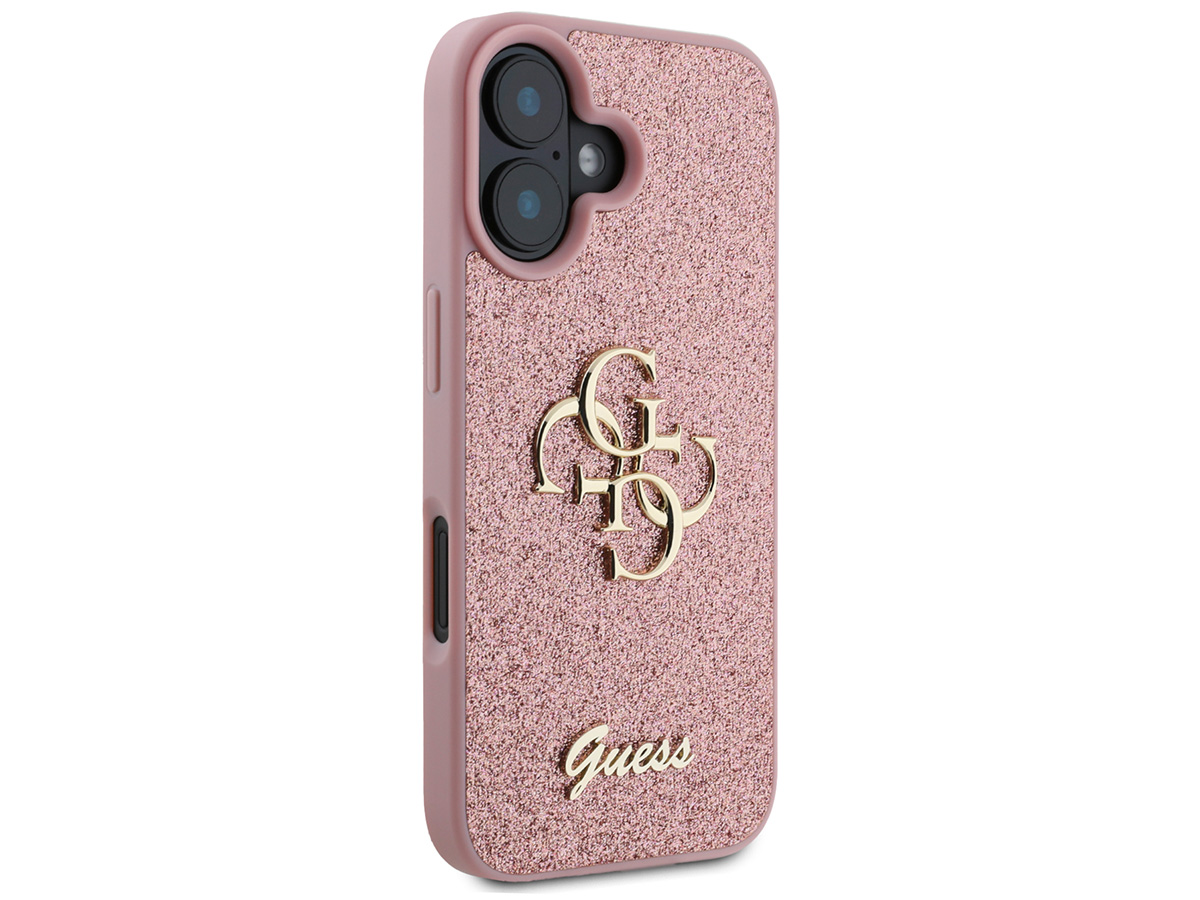 Guess Big 4G Glitter Case Roze - iPhone 16 hoesje