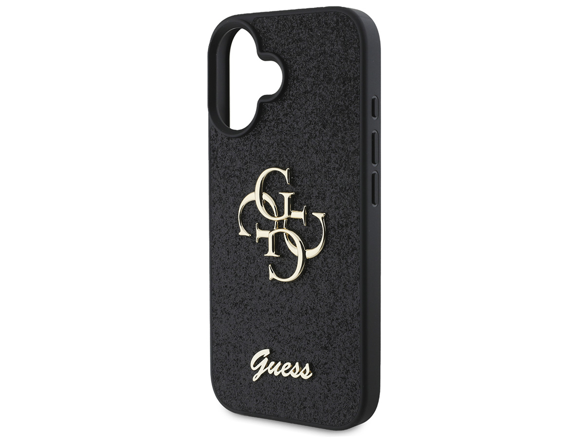 Guess Big 4G Glitter Case Zwart - iPhone 16 hoesje