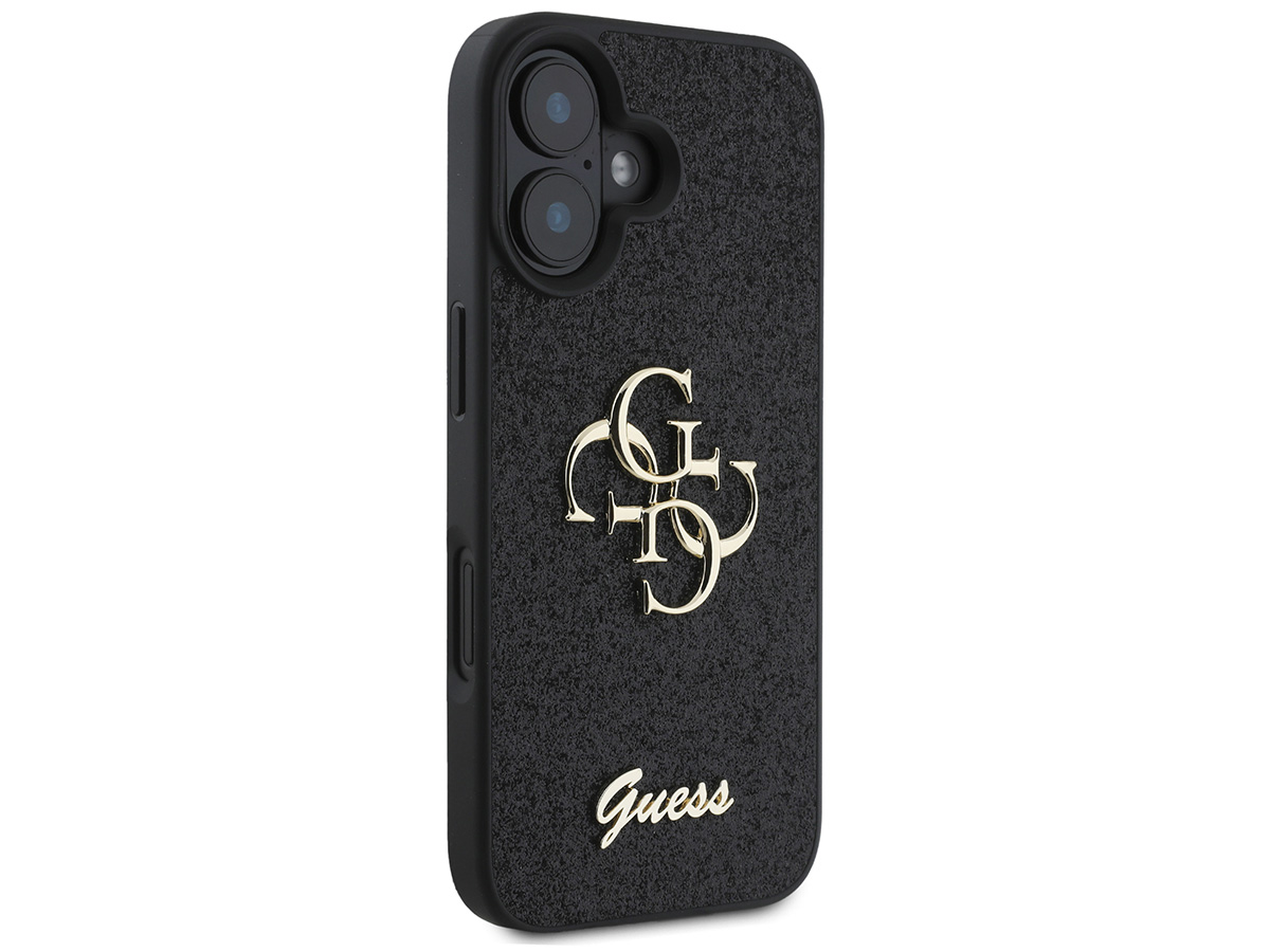 Guess Big 4G Glitter Case Zwart - iPhone 16 hoesje