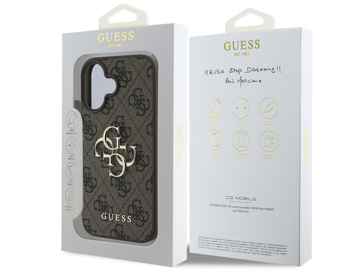 Guess Big 4G Monogram Case Bruin - iPhone 16 hoesje