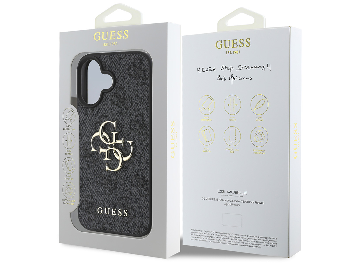 Guess Big 4G Monogram Case Grijs - iPhone 16 hoesje