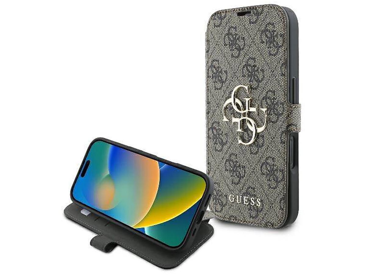 Guess Big 4G Monogram Bookcase Bruin - iPhone 16 hoesje