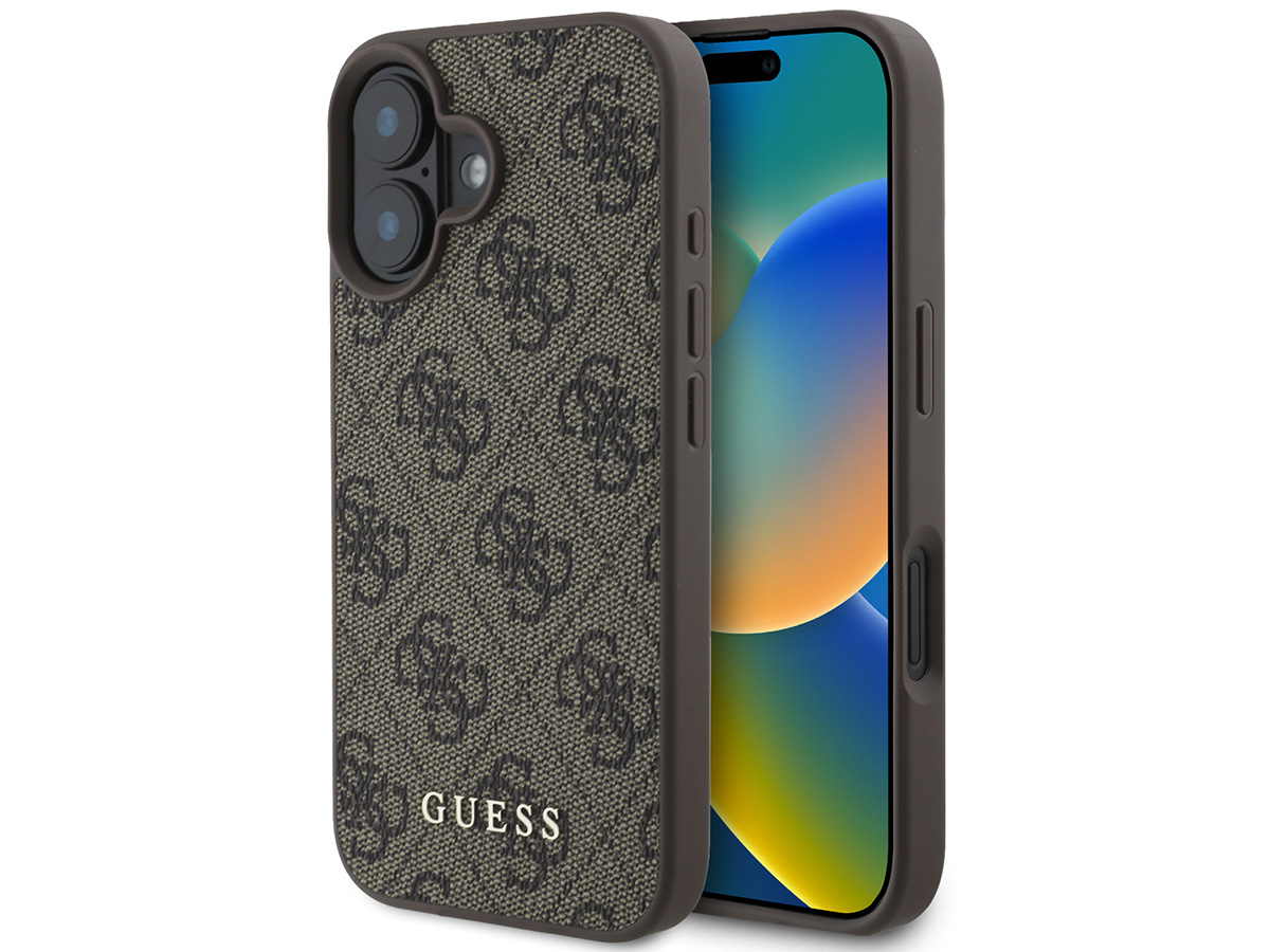 Guess Classic 4G Monogram Case Bruin - iPhone 16 hoesje