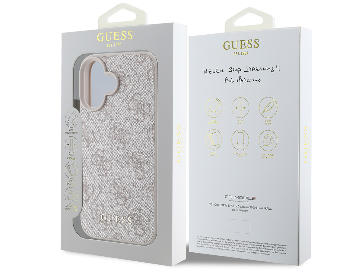 Guess Classic 4G Monogram Case Roze - iPhone 16 hoesje