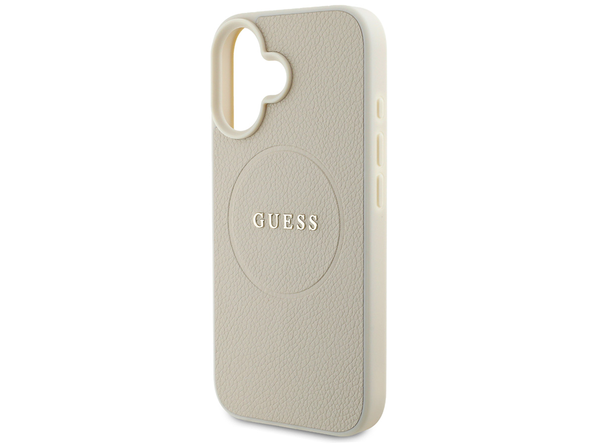 Guess Leatherette MagSafe Case Beige - iPhone 16 hoesje