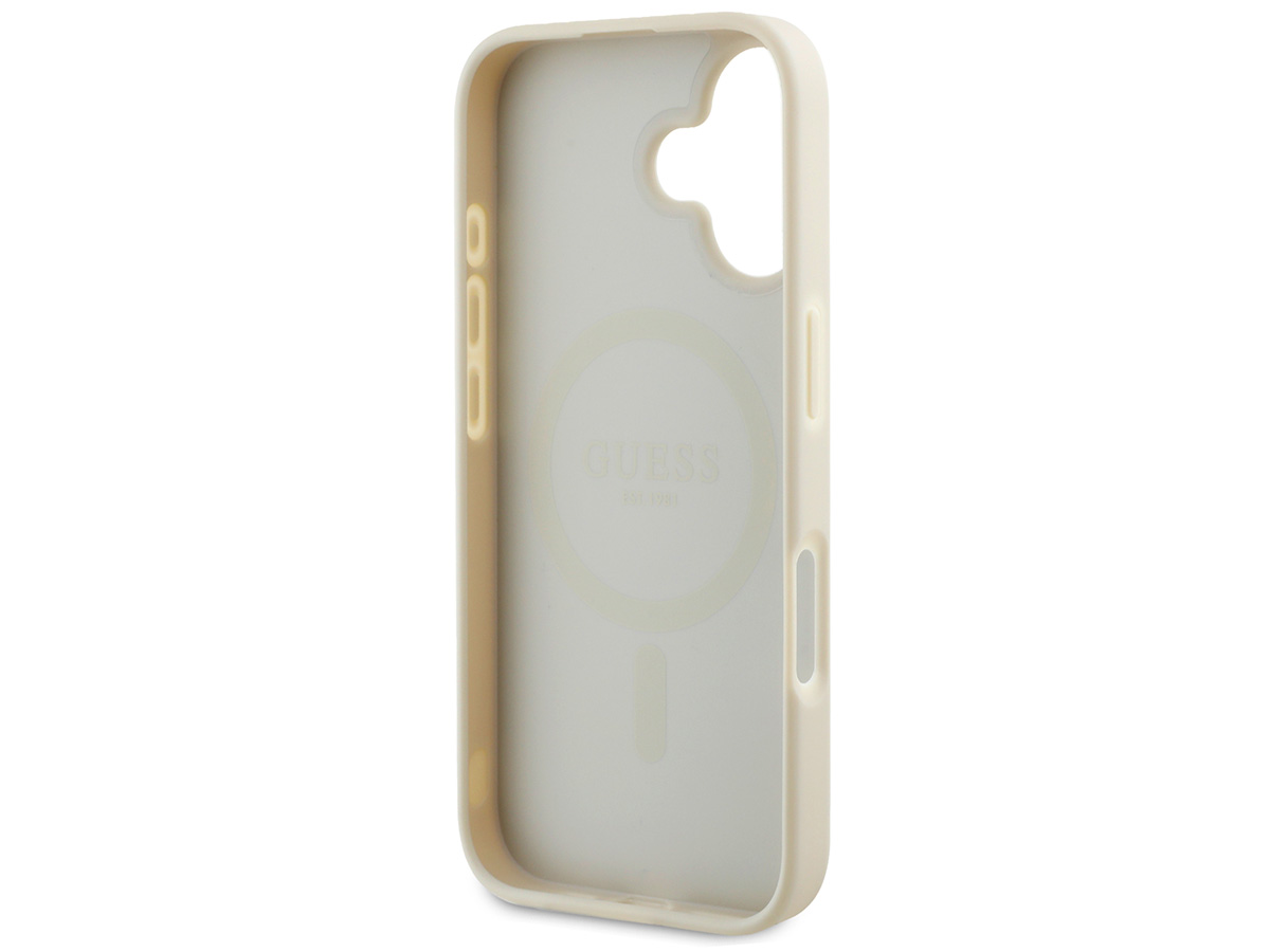 Guess Leatherette MagSafe Case Beige - iPhone 16 hoesje