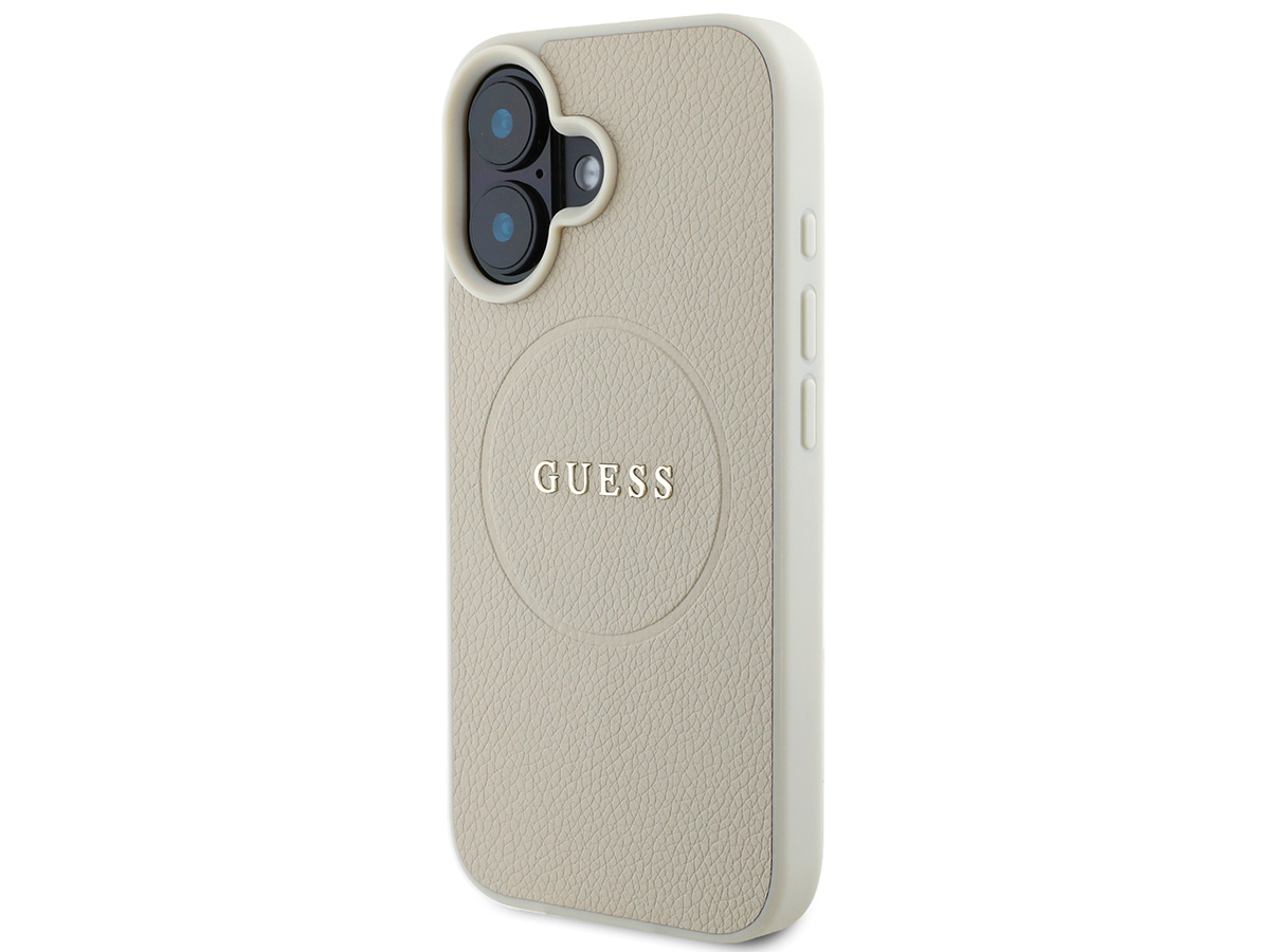 Guess Leatherette MagSafe Case Beige - iPhone 16 hoesje