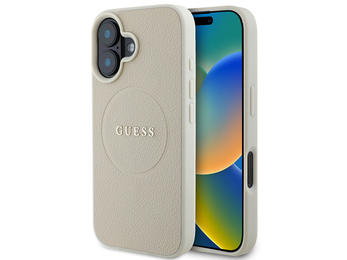 Guess Leatherette MagSafe Case Beige - iPhone 16 hoesje