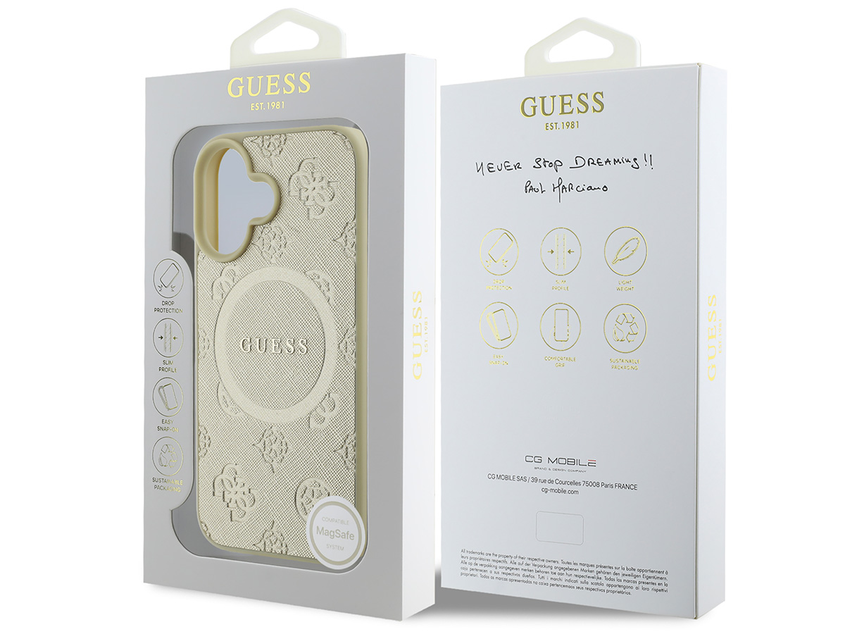 Guess Peony Logo MagSafe Case Goud - iPhone 16 hoesje