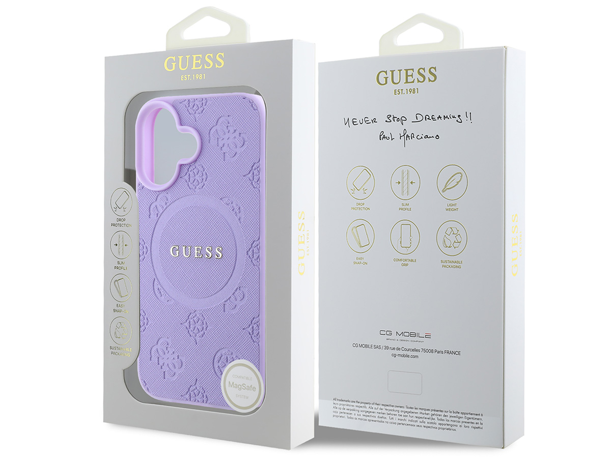 Guess Peony Logo MagSafe Case Paars - iPhone 16 hoesje