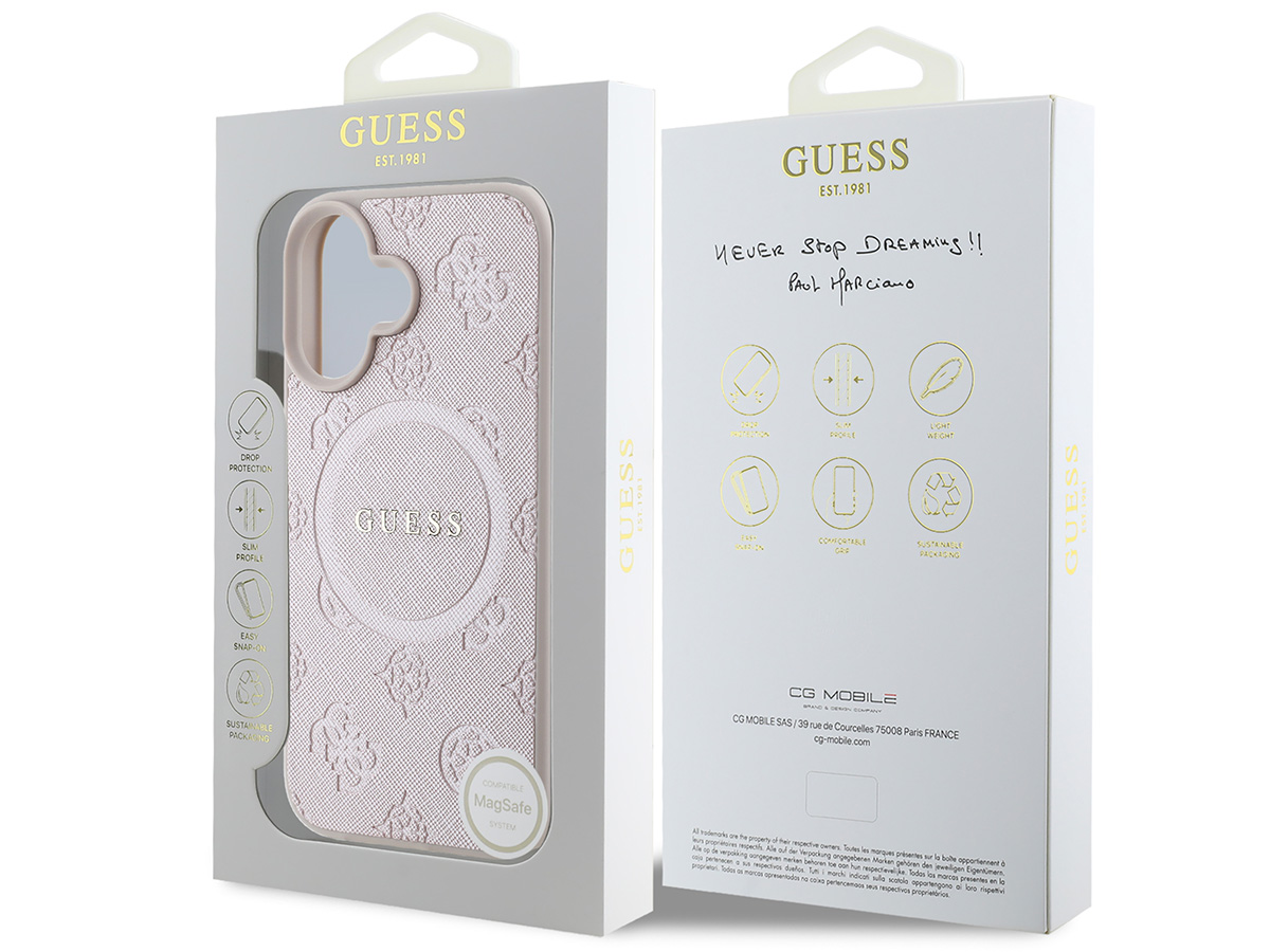 Guess Peony Logo MagSafe Case Roze - iPhone 16 hoesje