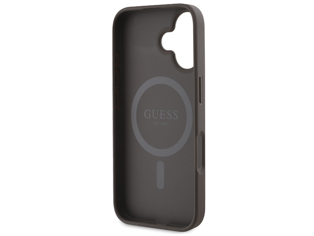 Guess Stamped Monogram MagSafe Case Bruin - iPhone 16 hoesje