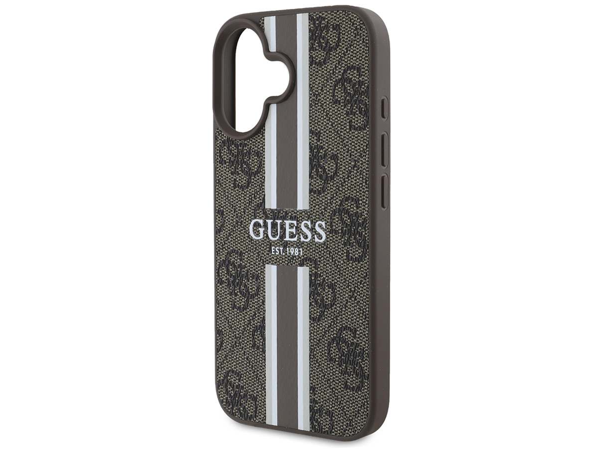 Guess Varsity Monogram MagSafe Case Bruin - iPhone 16 hoesje