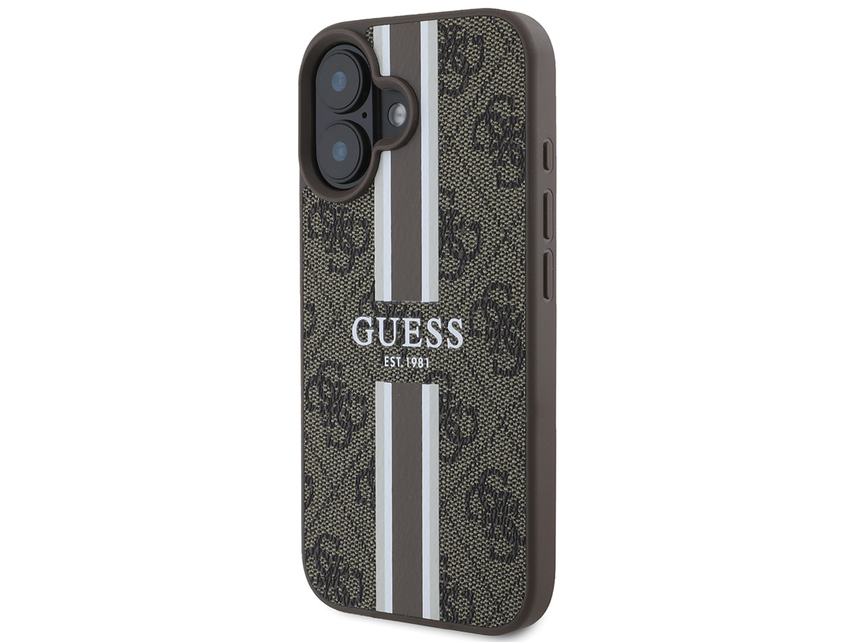 Guess Varsity Monogram MagSafe Case Bruin - iPhone 16 hoesje