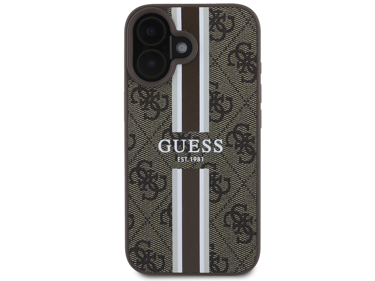 Guess Varsity Monogram MagSafe Case Bruin - iPhone 16 hoesje