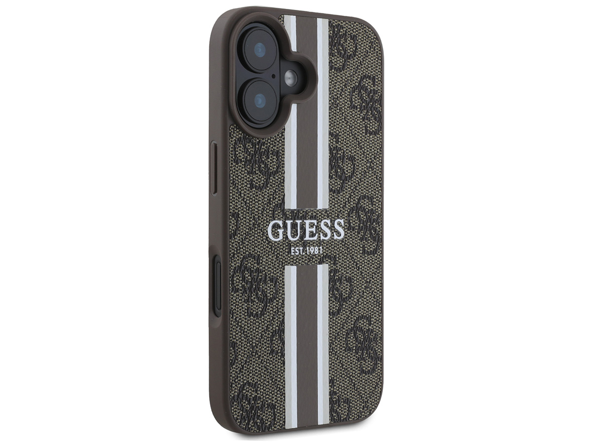 Guess Varsity Monogram MagSafe Case Bruin - iPhone 16 hoesje