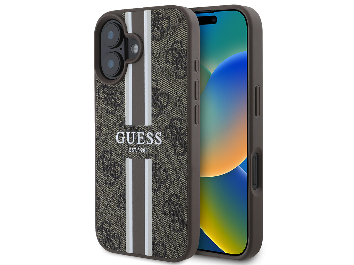 Guess Varsity Monogram MagSafe Case Bruin - iPhone 16 hoesje