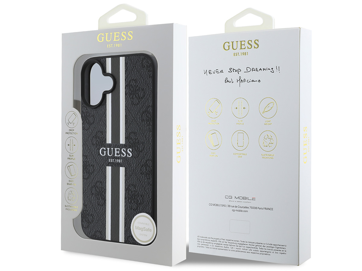 Guess Varsity Monogram MagSafe Case Grijs - iPhone 16 hoesje