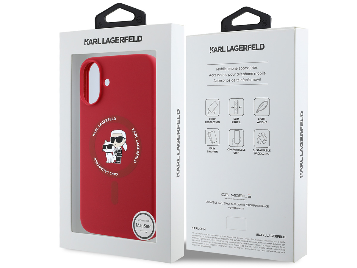 Karl Lagerfeld Ikonik Duo MagSafe Case Rood - iPhone 16 hoesje