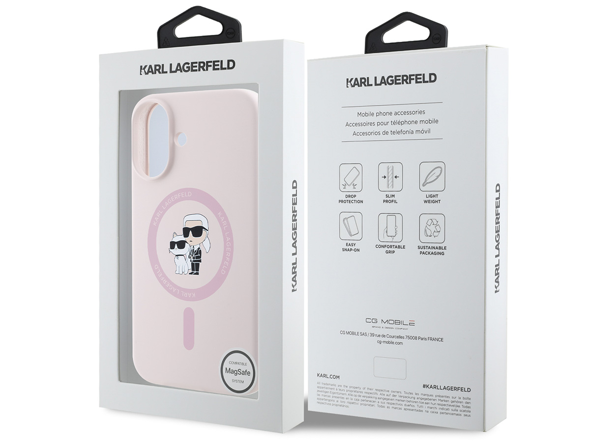 Karl Lagerfeld Ikonik Duo MagSafe Case Roze - iPhone 16 hoesje