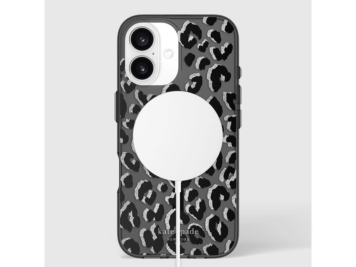 Kate Spade Black City Leopard Case - iPhone 16 hoesje