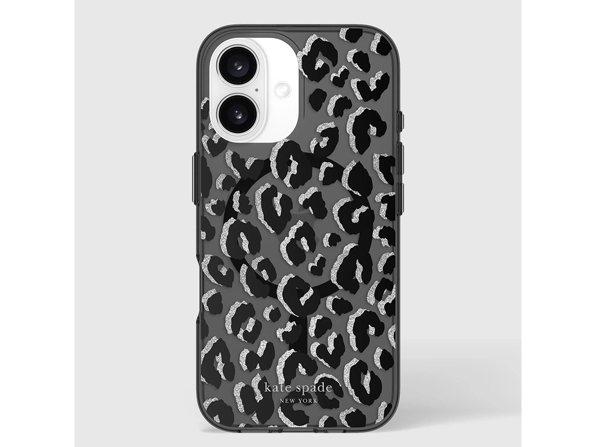 Kate Spade Black City Leopard Case - iPhone 16 hoesje