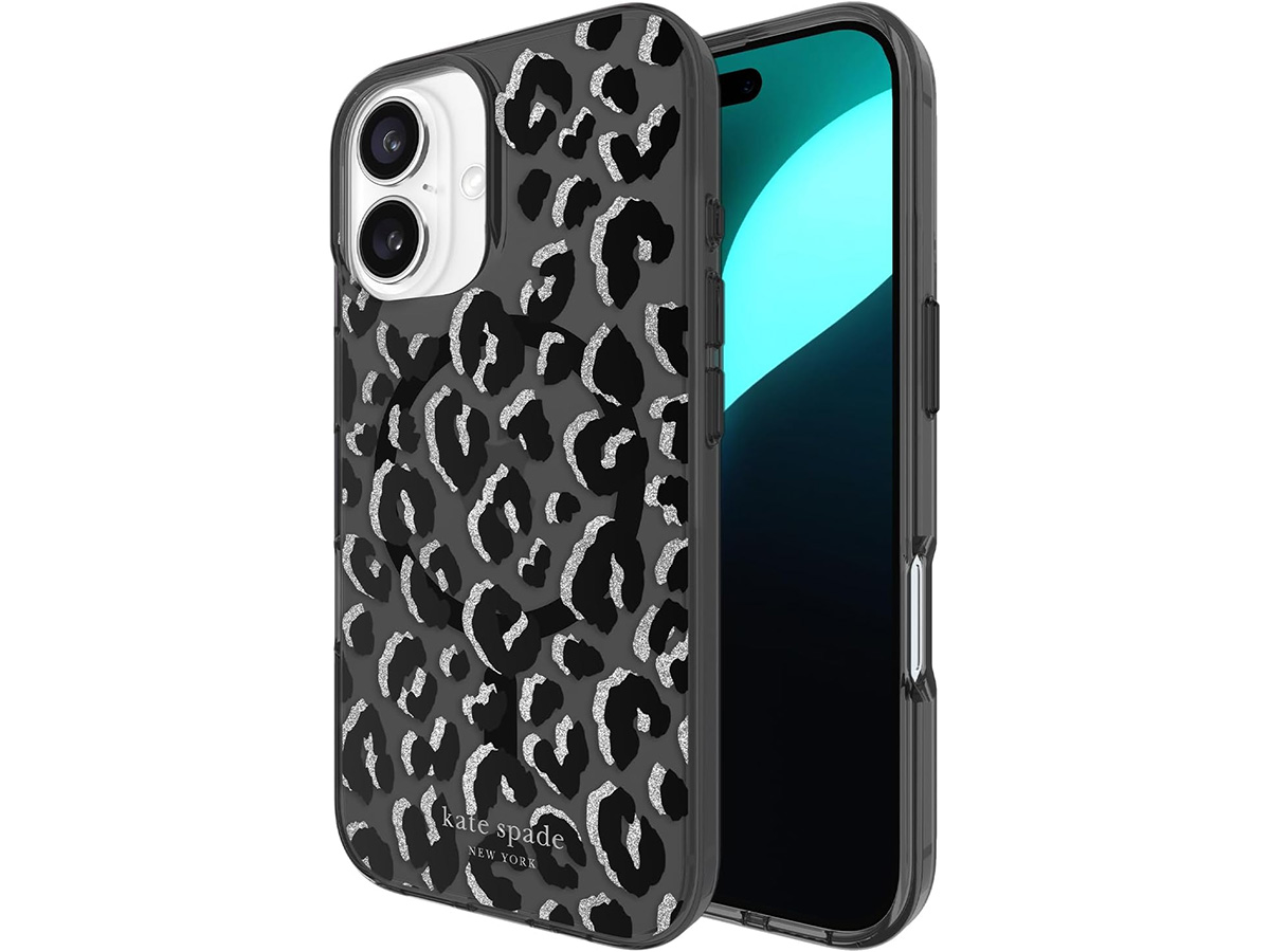 Kate Spade Black City Leopard Case - iPhone 16 hoesje