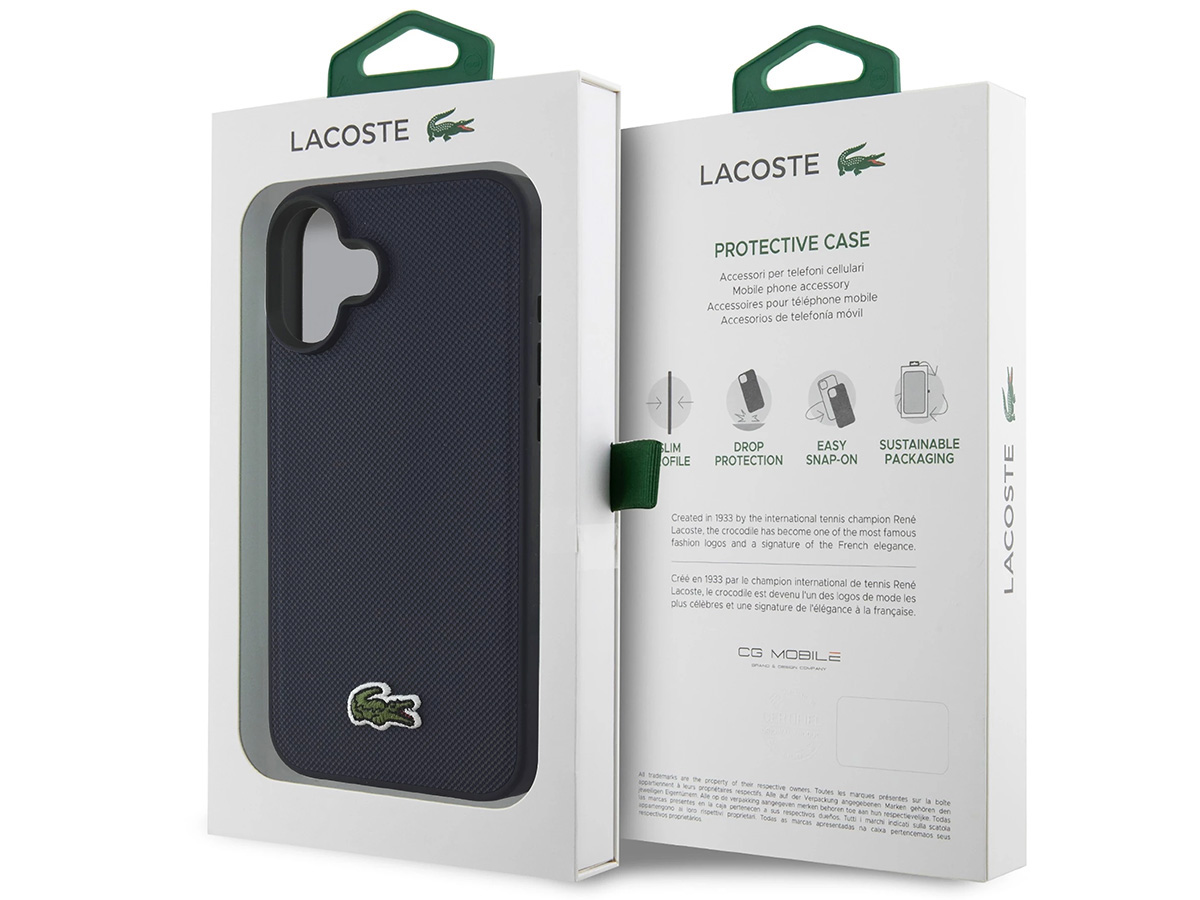 Lacoste Petit Piqué MagSafe Case Donkerblauw - iPhone 16 hoesje