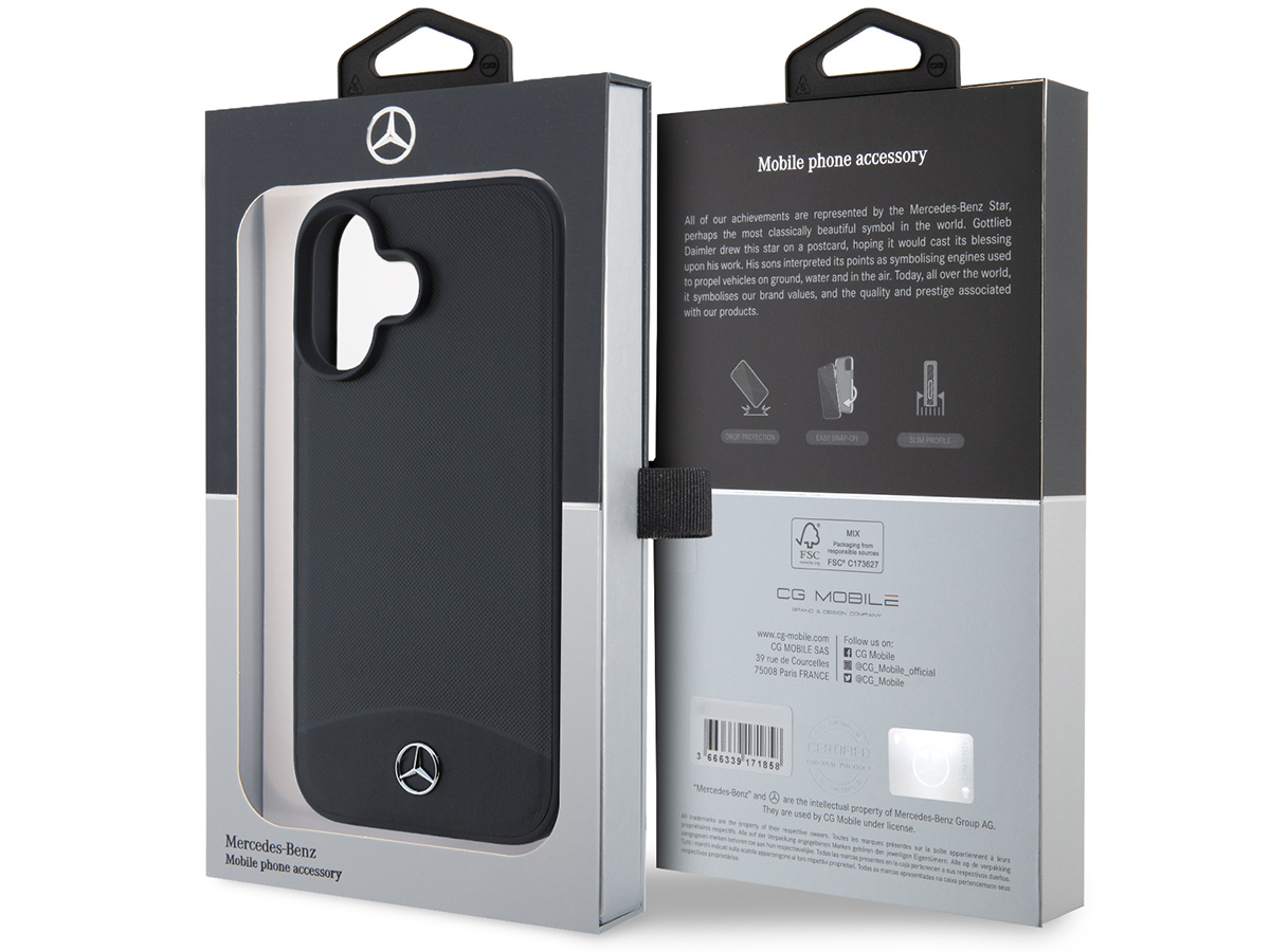 Mercedes-Benz Textured MagSafe Case Zwart - iPhone 16 hoesje