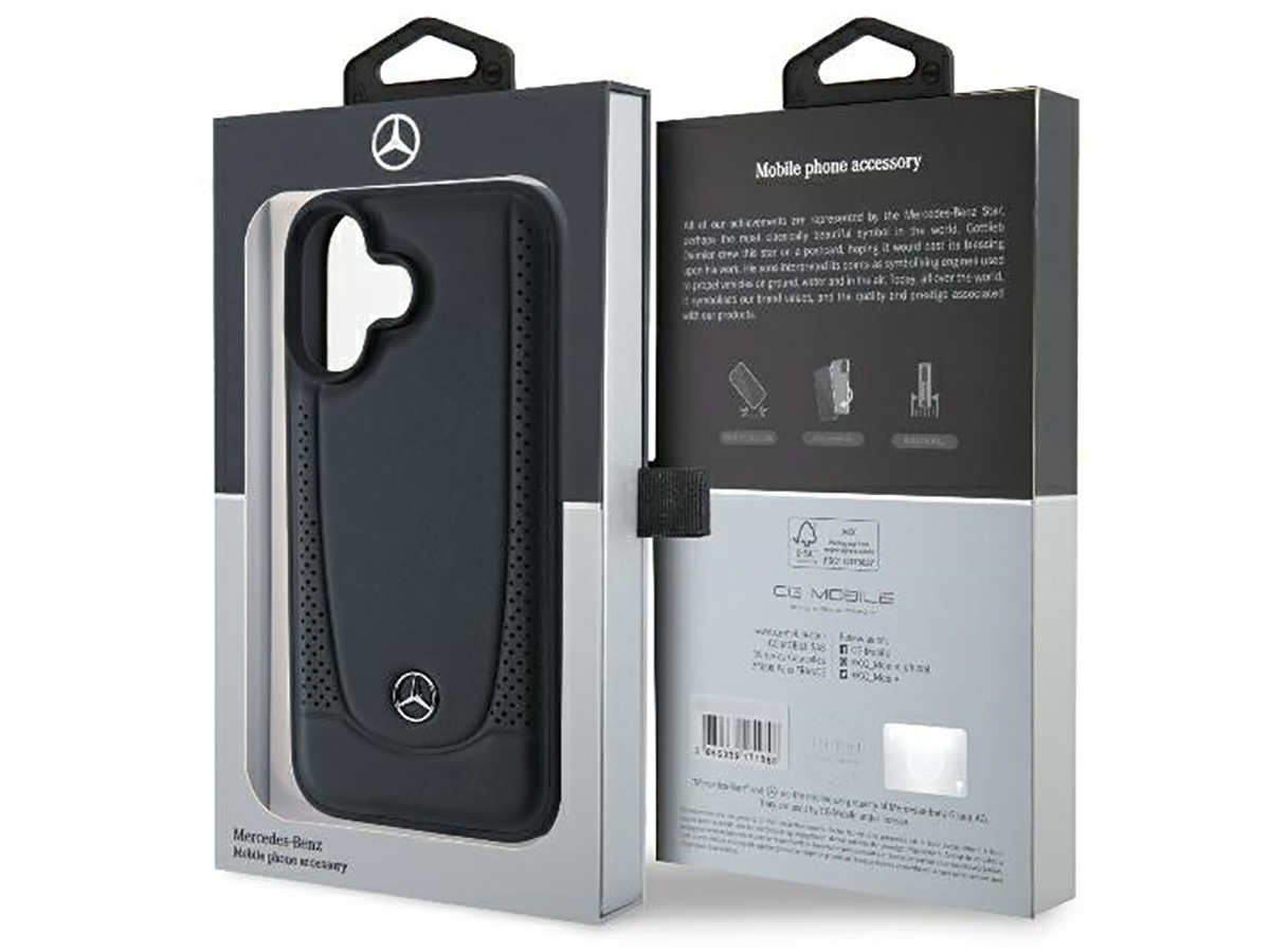 Mercedes-Benz Urban Leather Case Zwart - iPhone 16 hoesje