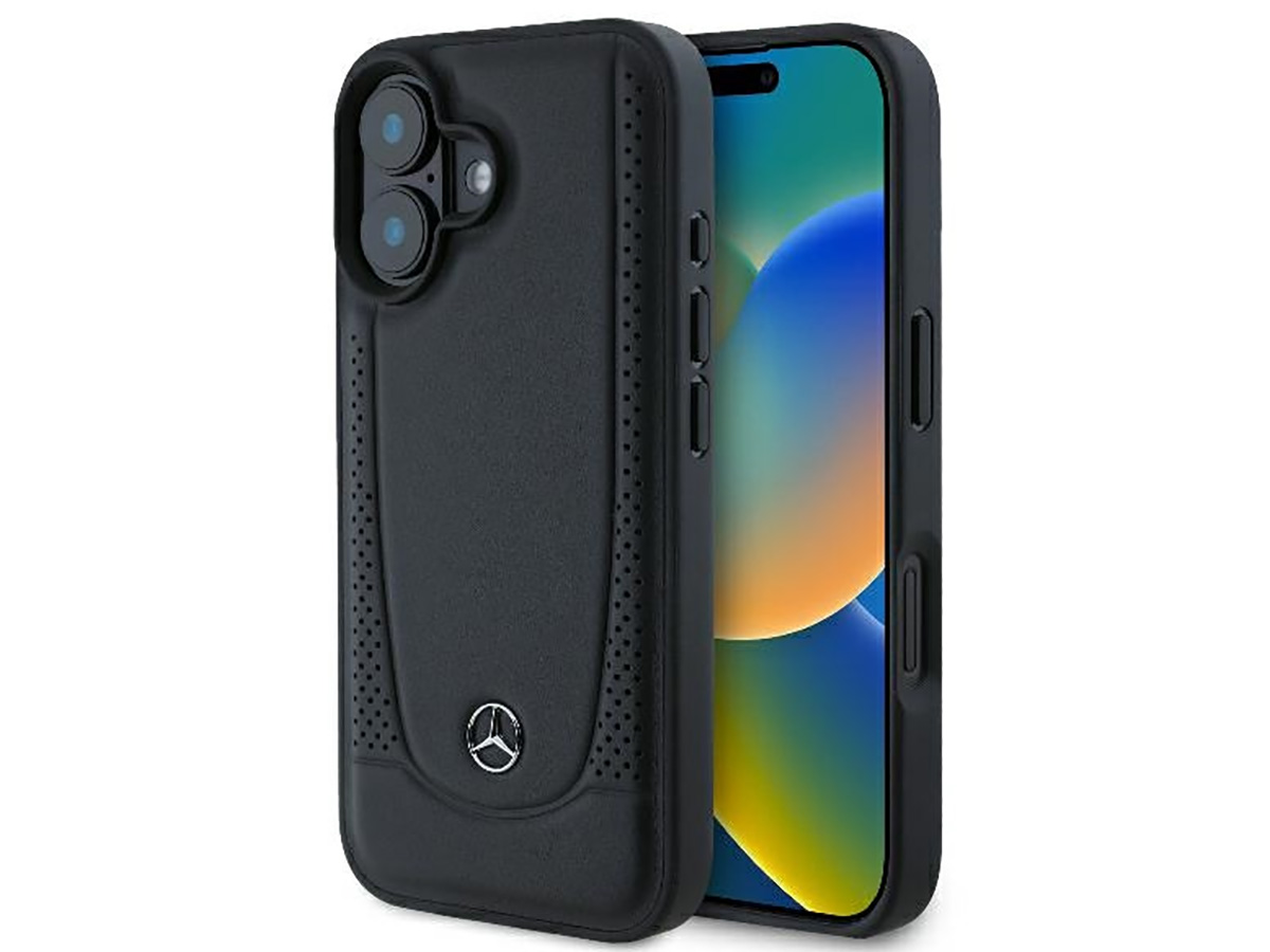 Mercedes-Benz Urban Leather Case Zwart - iPhone 16 hoesje