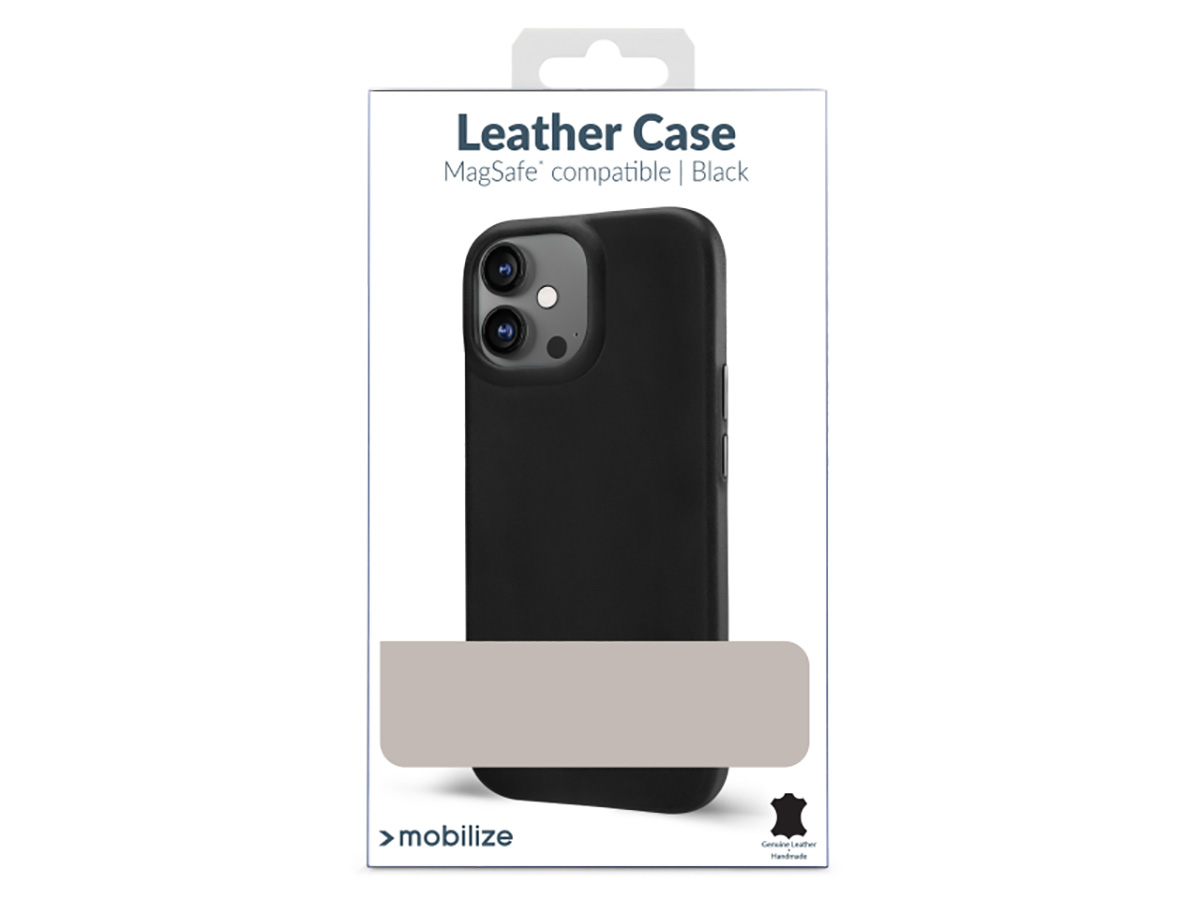 Mobilize MagSafe Leather Case Burned Zwart - iPhone 16 hoesje