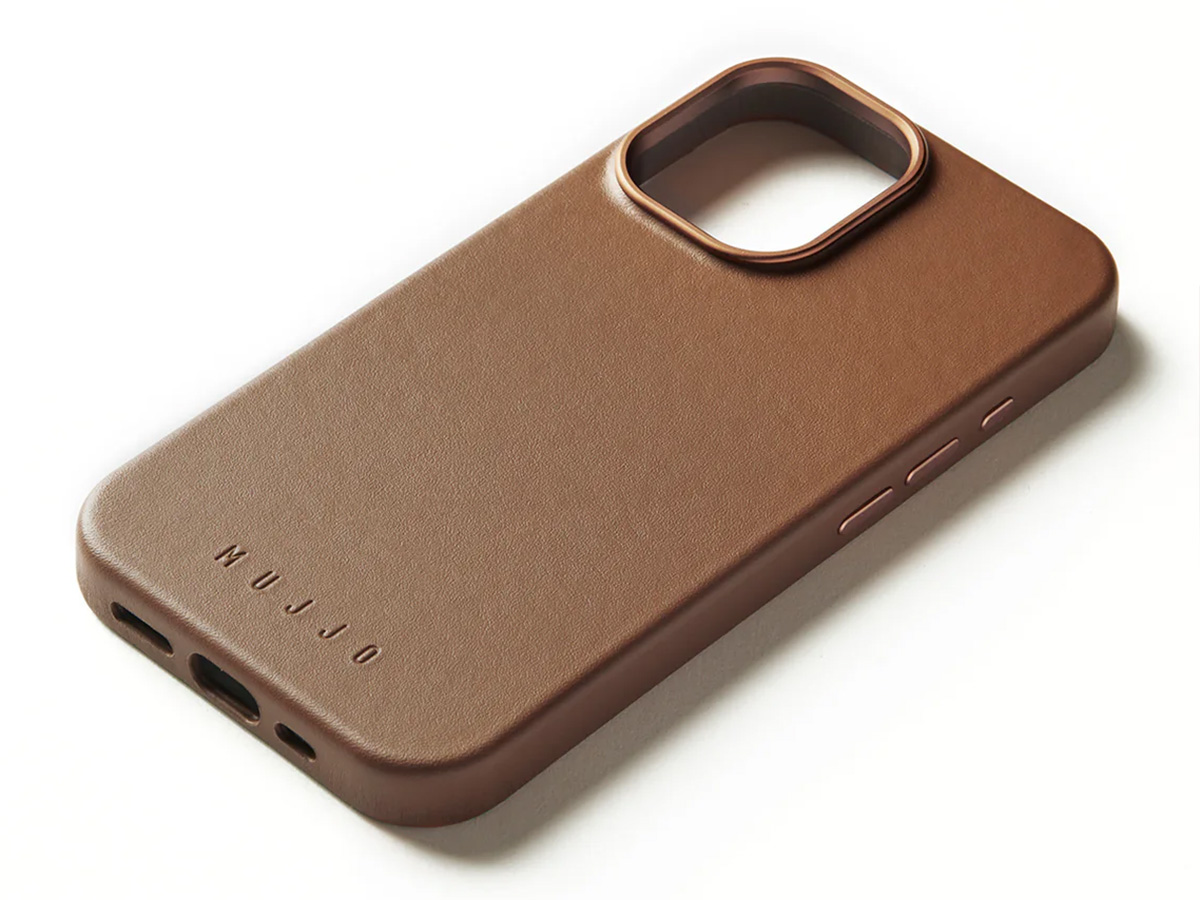 Mujjo Full Leather MagSafe Case Dark Tan - iPhone 16 Hoesje Leer