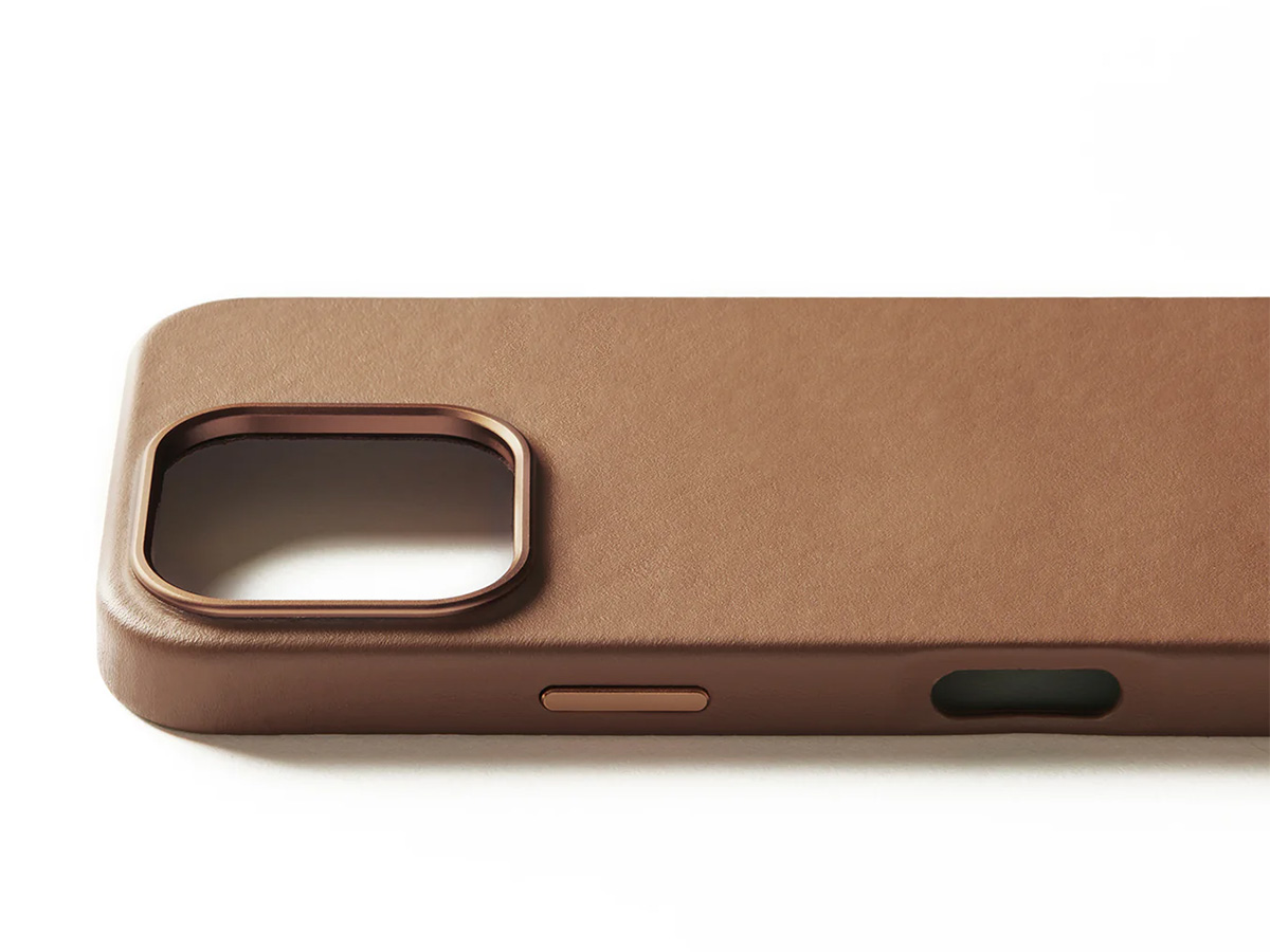 Mujjo Full Leather MagSafe Case Dark Tan - iPhone 16 Hoesje Leer