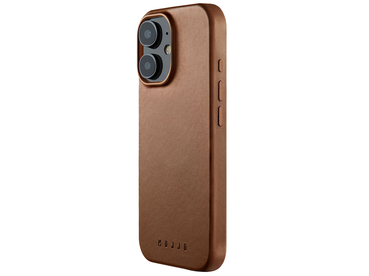 Mujjo Full Leather MagSafe Case Dark Tan - iPhone 16 Hoesje Leer