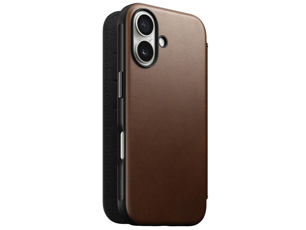 Nomad Modern Leather Folio Bruin - iPhone 16 hoesje