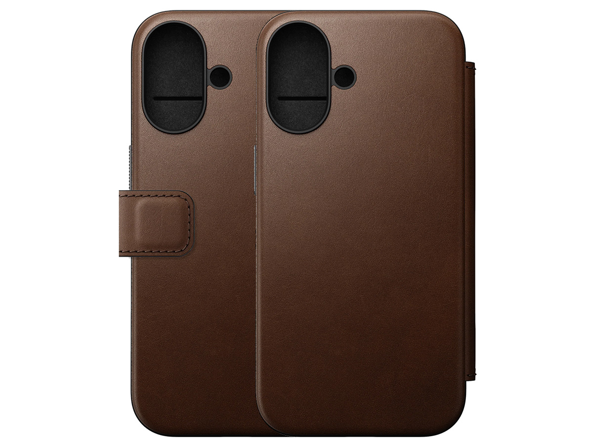 Nomad Modern Leather Folio Bruin - iPhone 16 hoesje