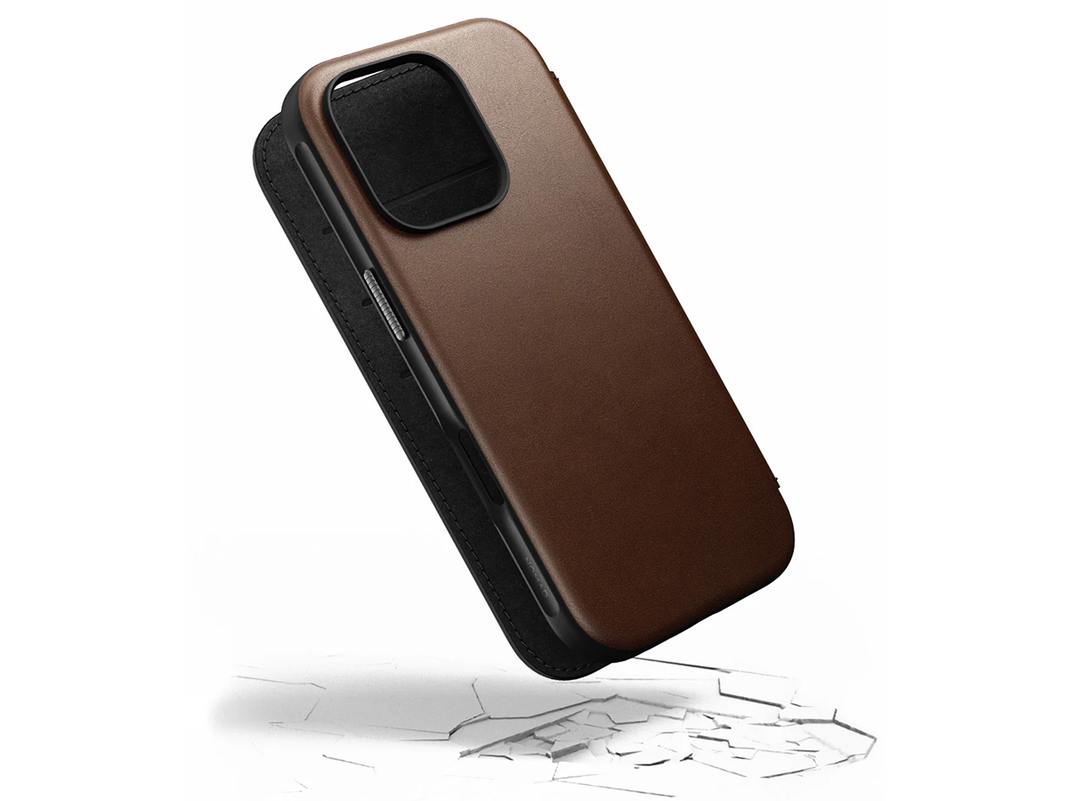 Nomad Modern Leather Folio Bruin - iPhone 16 hoesje