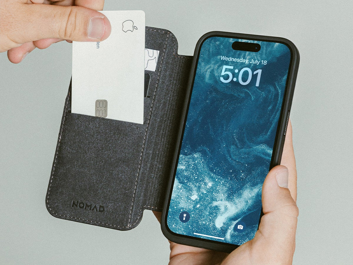 Nomad Modern Leather Folio Bruin - iPhone 16 hoesje