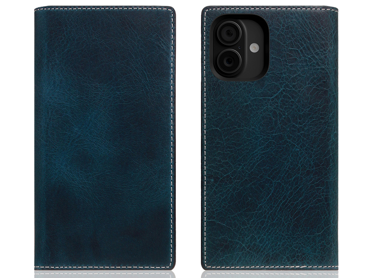 SLG Design D7 Italian Wax Leer Blauw - iPhone 16 hoesje