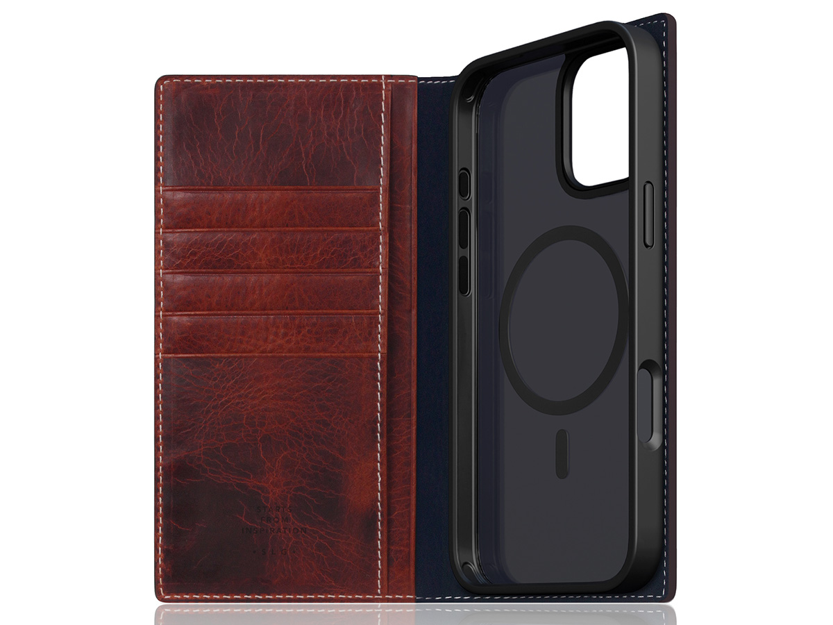 SLG Design D7 Italian Wax Leer Bruin - iPhone 16 hoesje