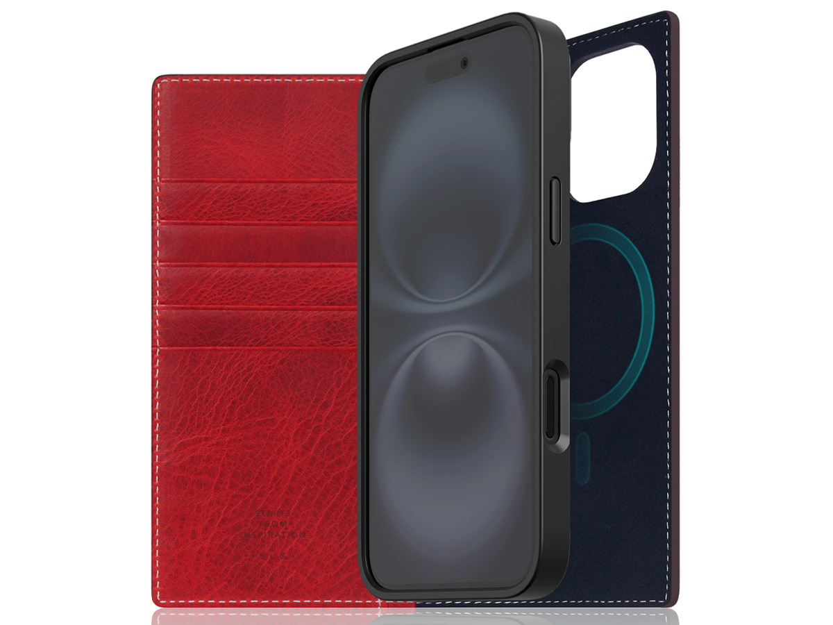 SLG Design D7 Italian Wax Leer Rood - iPhone 16 hoesje