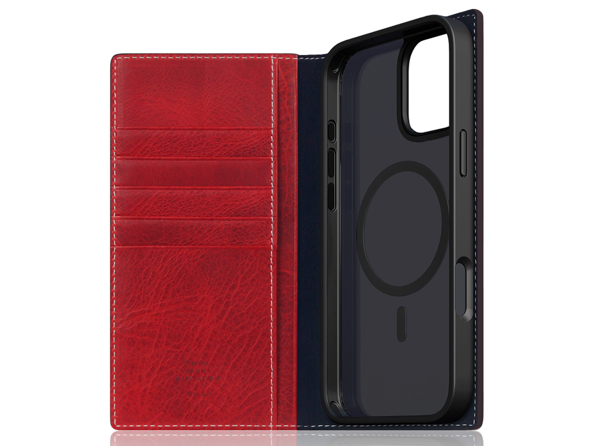 SLG Design D7 Italian Wax Leer Rood - iPhone 16 hoesje