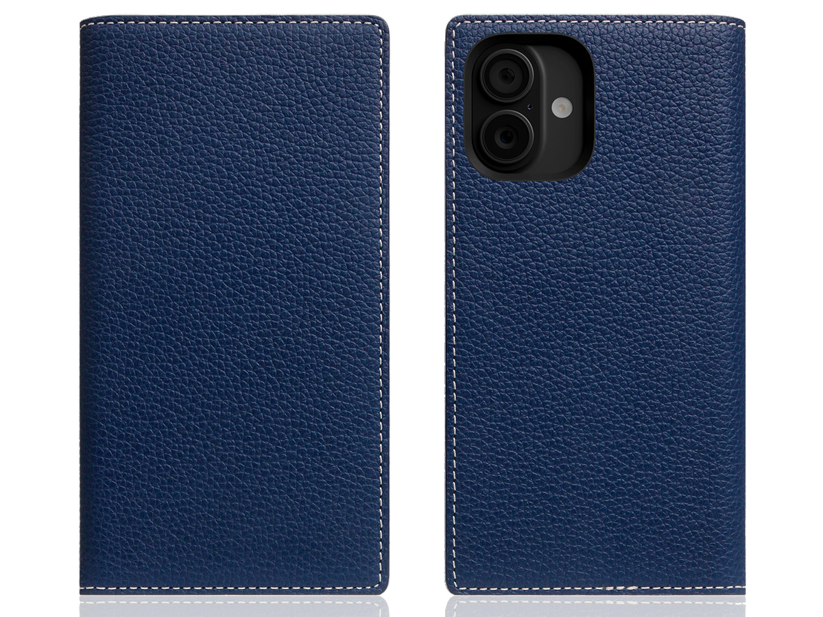 SLG Design D8 2in1 Leather Folio Navy Blue - iPhone 16 hoesje