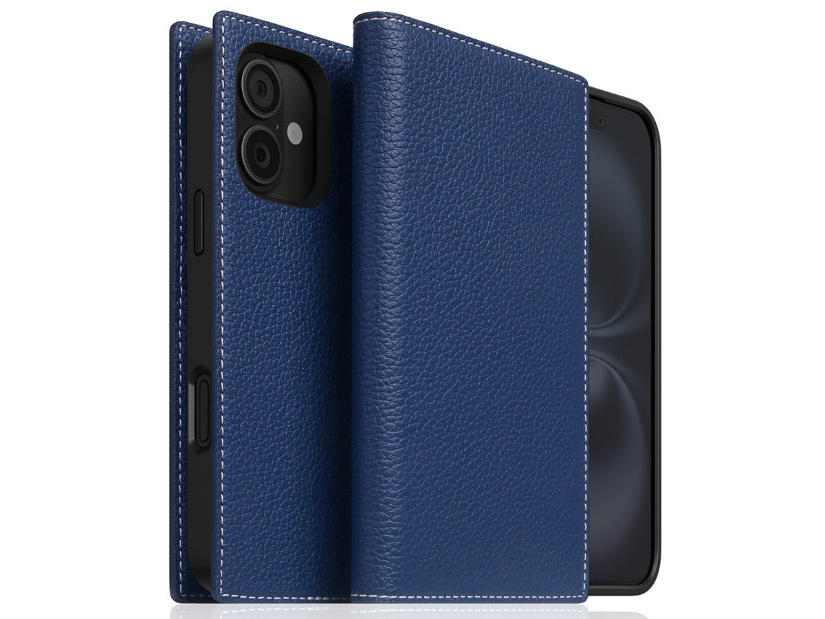 SLG Design D8 2in1 Leather Folio Navy Blue - iPhone 16 hoesje