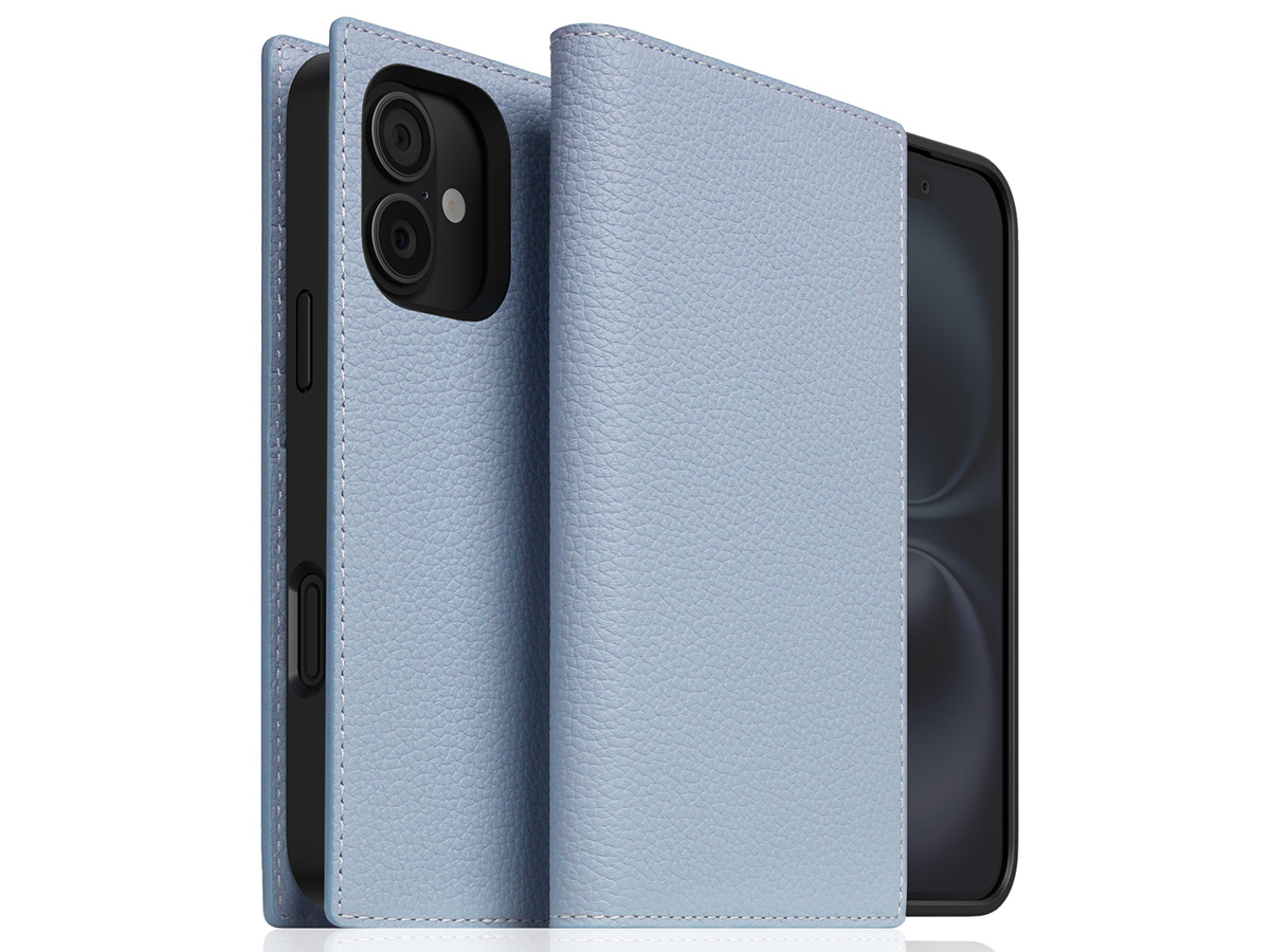 SLG Design D8 2in1 Leather Folio Powder Blue - iPhone 16 hoesje