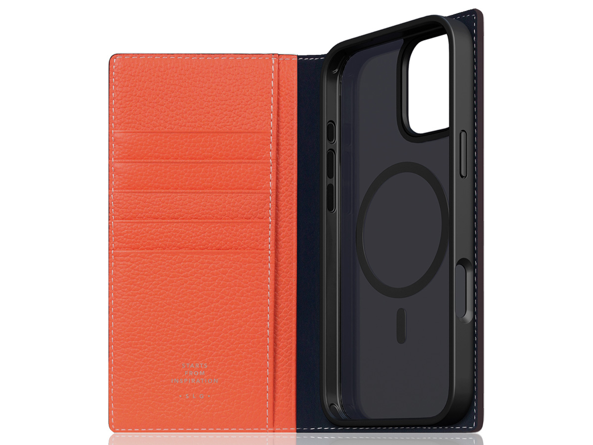 SLG Design D8 2in1 Leather Folio Coral - iPhone 16 hoesje